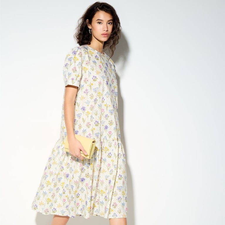 Canadian Floral Dresses: Simons Icône Tiered Floral-Print Poplin Midi Dress
