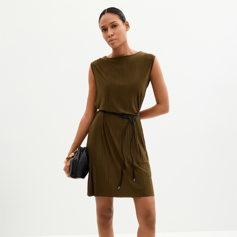 Simons Spring Sale: Simons Contemporaine Braided Belt Flowy Pleated Dress