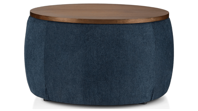 Bouclair Furniture Sale: Fabric and Walnut Ottoman