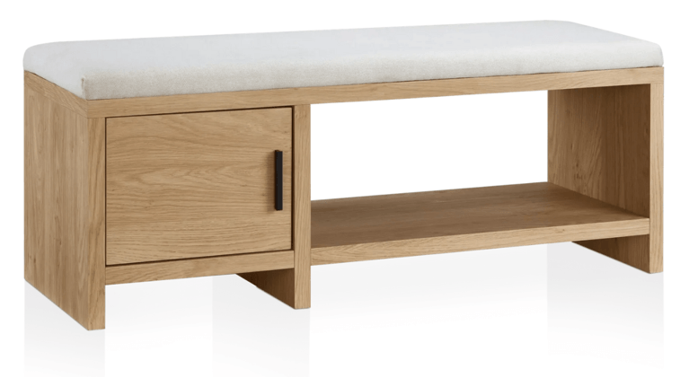 Bouclair Furniture Sale: Fabric and Wood Bench with Shoe Rack and Storage