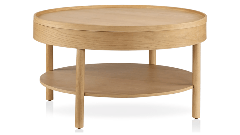 Bouclair Furniture Sale: Wooden Round Coffee Table with Lift Top