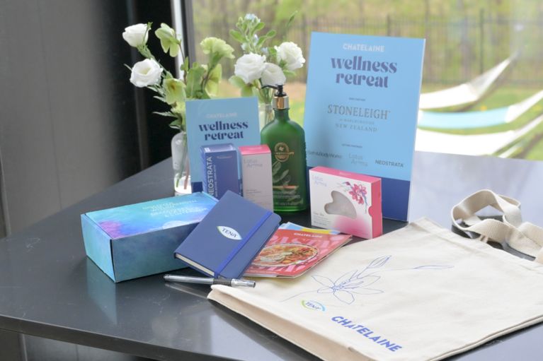 A gift bag filled with skin- and body-care products at the second annual Chatelaine Wellness Retreat.