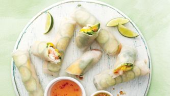 Shrimp, Avocado And Mango Salad Rolls