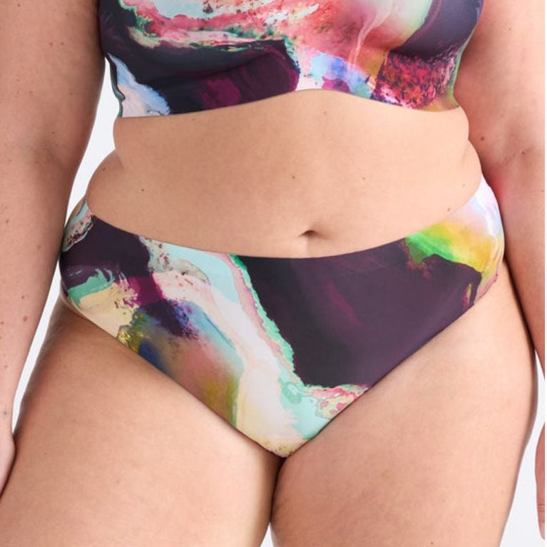 A model wearing Knix leakproof period underwear for an article about the best Canadian underwear for women.