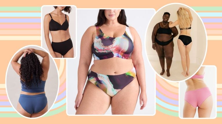 A model wearing Free Label best coverage underwear for an article about the best Canadian underwear for women.
