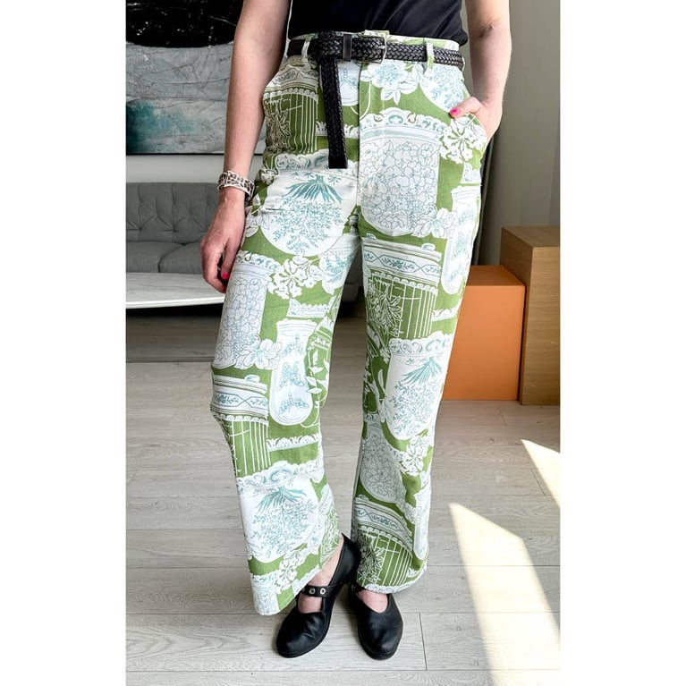 A pair green patterned pants from Citizen Vintage for an article about the best purchases our editors made in June 2025.