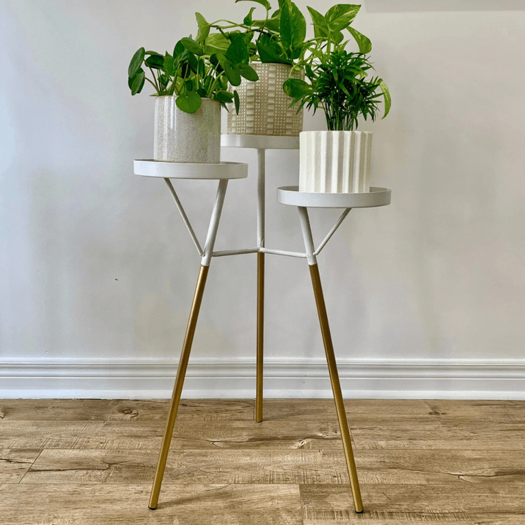 Canadian Planters and Plant Stands: DSTUDIOhome White Metal 3-Tier Plant Stand/Table