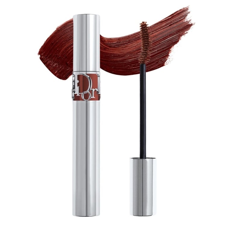 A tube of Dior Diorshow Iconic Overcurl in Brick Red for an article about how to wear colourful mascara.