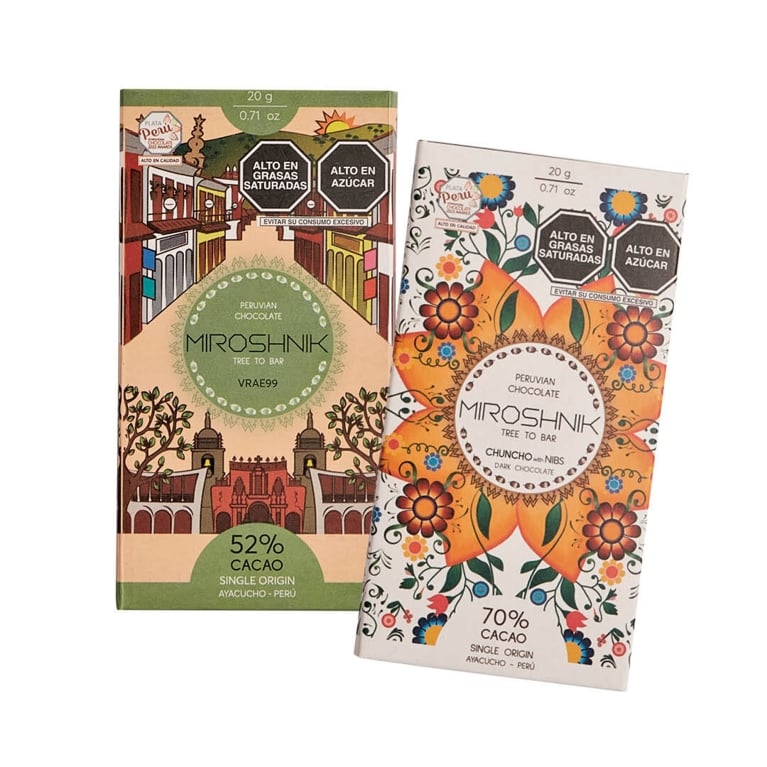 Two bars of Miroshnik chocolate in a post about LIma, Peru