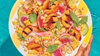 Grilled Peach, Fresh Corn And Feta Salad