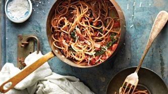 Spaghetti With Duck Confit And Chard