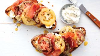 Tomato And Prosciutto Open-Faced Sandwich
