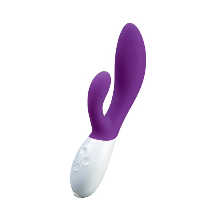The Lelo Ina 2 rabbit-style vibrator in purple and white