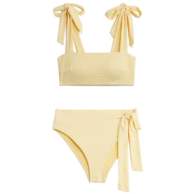 A butter yellow bikini from H&M for an article about how to wear the butter yellow fashion trend.