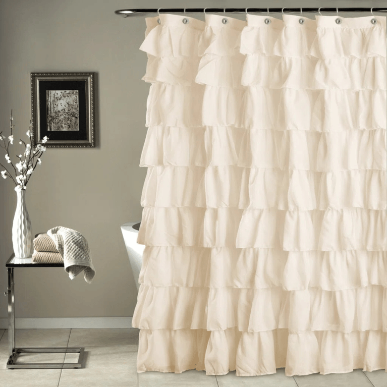 Cottagecore Decor Ideas: House of Hampton Galion Ruffled Semi Sheer Single Shower Curtain
