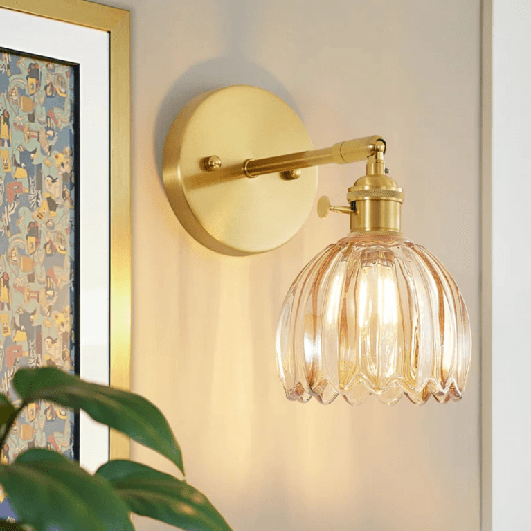 Cottagecore Decor Ideas: Mercer41 Vintage Floral Glass Armed Wall Sconce