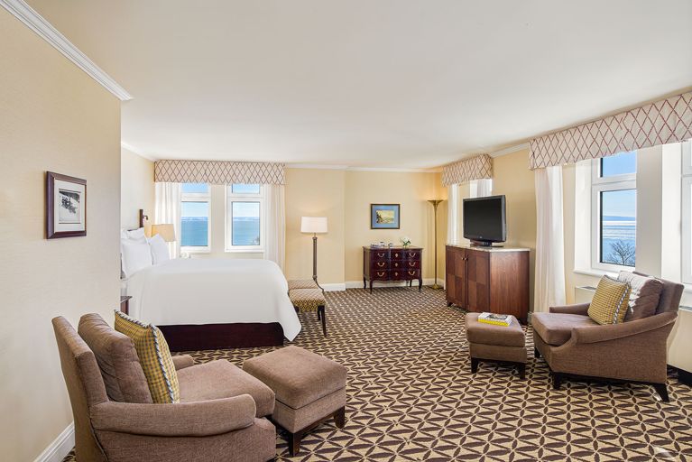 The interior of a room at the Fairmont le Manoir Richelieu in Charlevoix Quebec