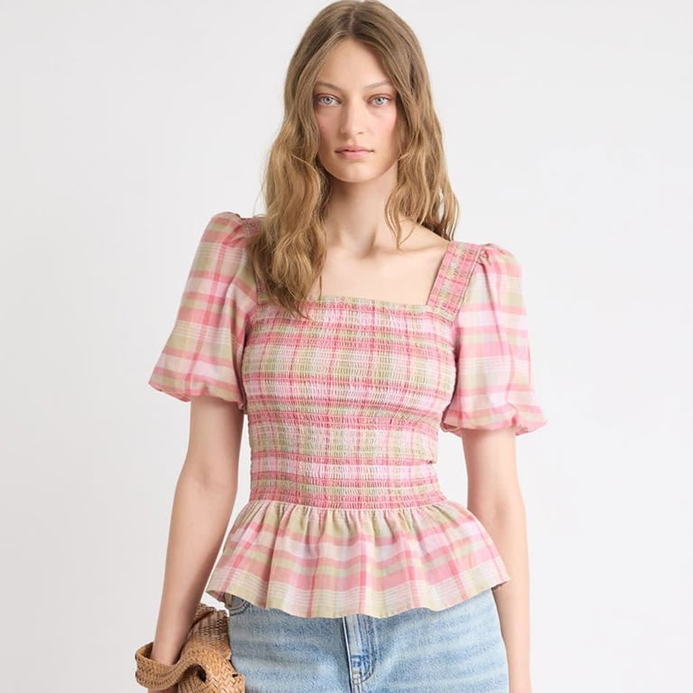 A summer tartan peplum blouse from the RW&CO summer sale