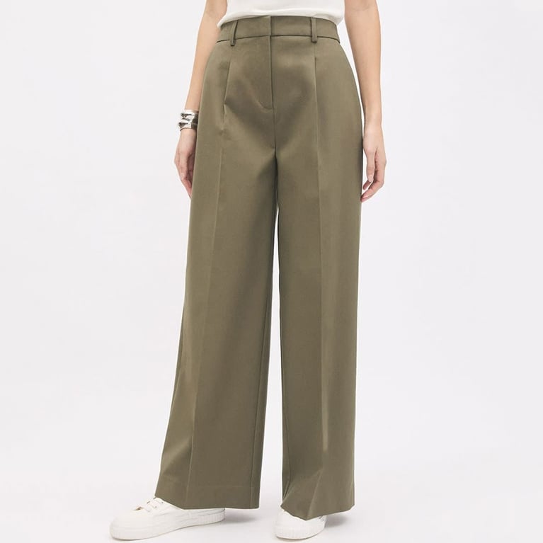 A pair of olive wide-leg pants from the RW&CO summer sale.