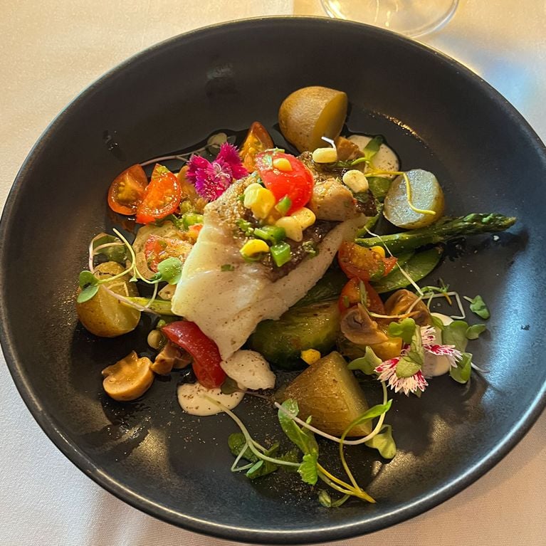 The cod fish of the day at Chez Truchon in Charlevoix, Quebec
