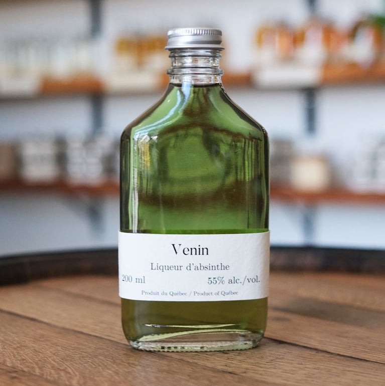 A bottle of Venin liqueur d'absinthe at Hydromel de charlevoix