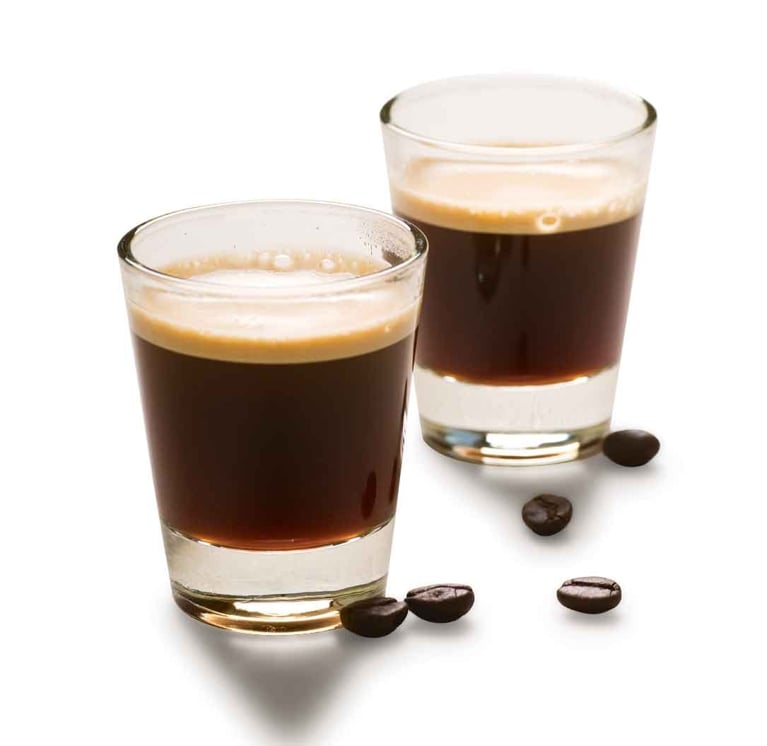 Two glasses of espresso for a post on an easy white chocolate espresso tiramisu recipe