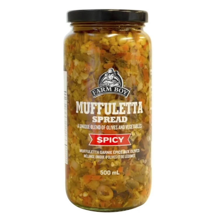 A jar of mufaletta spread for a story on Farm Boy snacks.