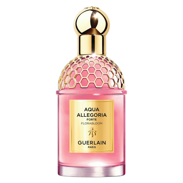 A pink bottle of Guerlain Aqua Allegoria Florabloom Forte Eau de Parfum for an article about the best purchases our editors made in August 2025.