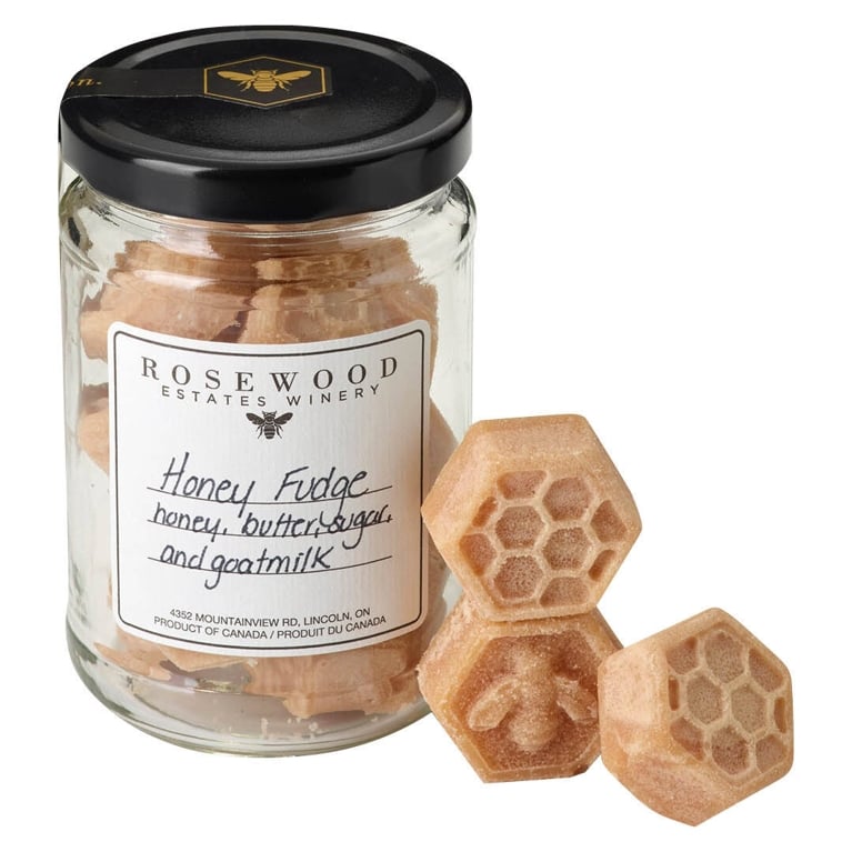 A jar of Rosewood Estate Winery Honey Fudge for an article about Chatelaine editors best purchases for July 2025.