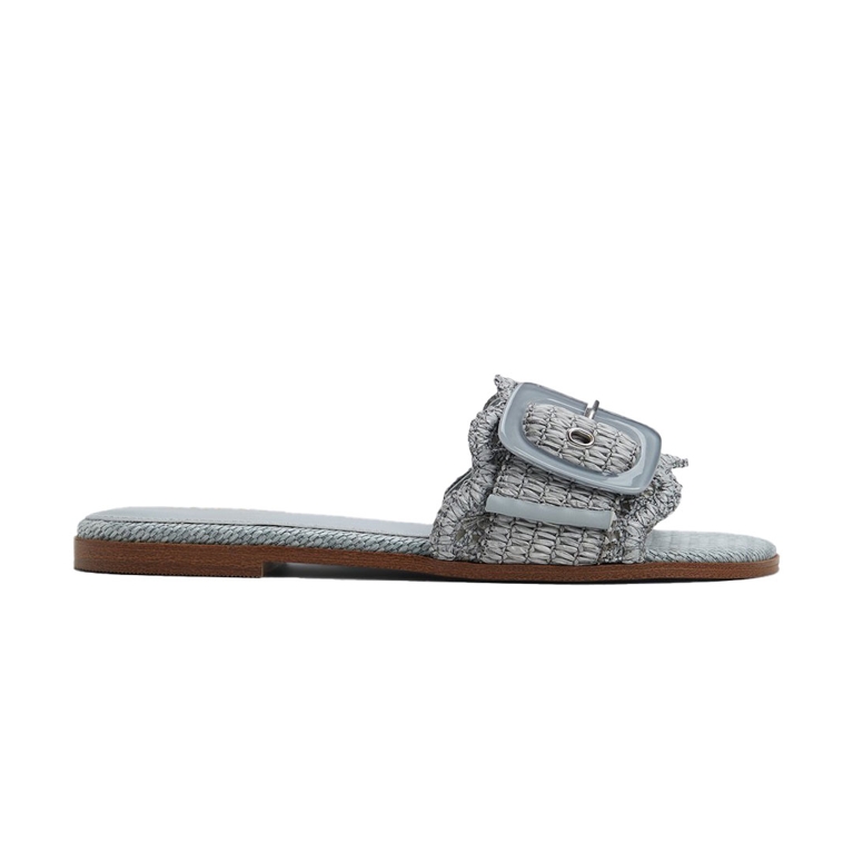 A pair of Aldo Wavysally slides for an article about the best sandals from Canadian brands.