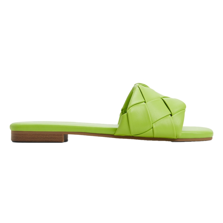 A pair of Call It Spring Kalia slides for an article about the best sandals from Canadian brands.