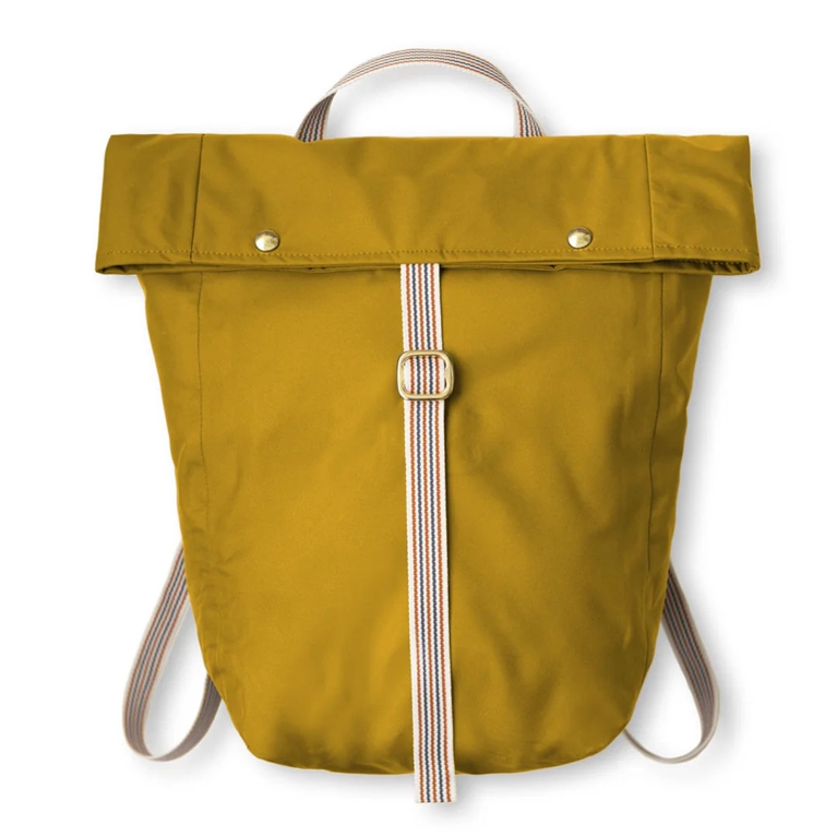 A yellow Fairechild The Waterproof Mountain Pack for an article about the fisherman fashion trend.