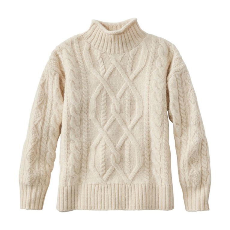 L.L. Bean Women's 1912 Heritage Wool Blend Mockneck Sweater for an article about the fisherman fashion trend.