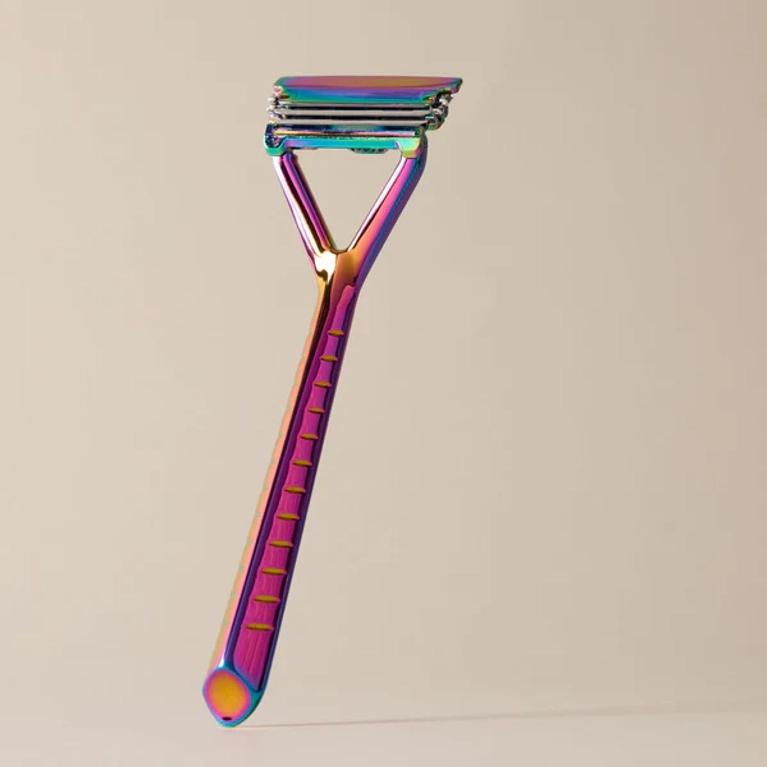 A fuchsia safety razor