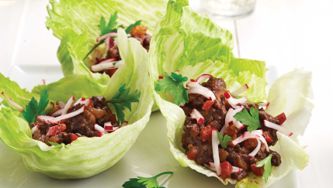 Pomegranate Beef Lettuce Wraps