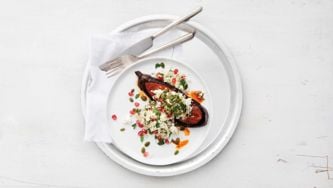 Eggplant Steaks With Cauliflower Pilaf