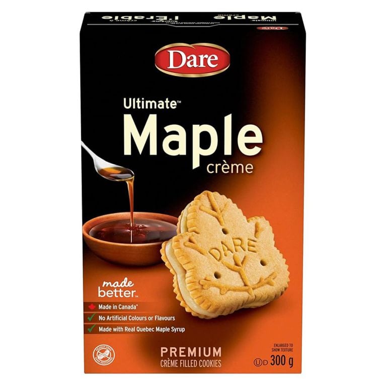 A box of Dare Maple Cream Cookies for a taste test story on best maple cookies