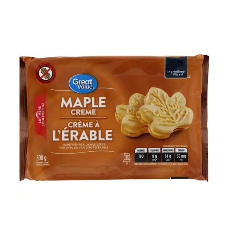 A box of Great Value Maple Cream Cookies for a taste test story on best maple cookies