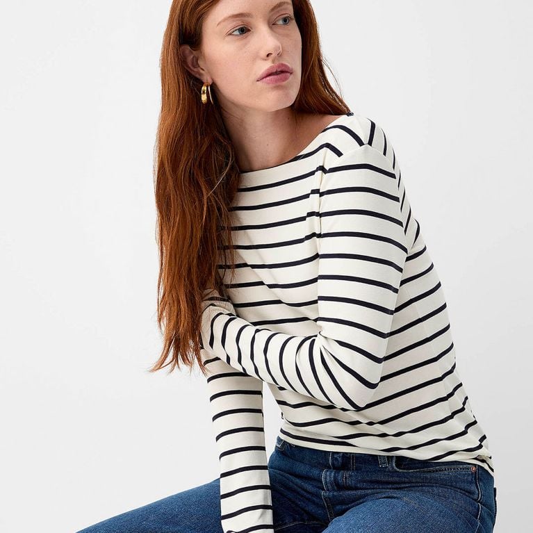 A striped Simons marinière top for an article about the fisherman fashion trend.