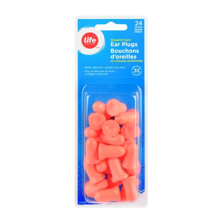 A box of 24 Life brand orange flared ear plugs