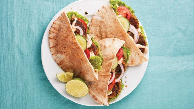Lentil Cakes In A Pita With Harissa Yogurt