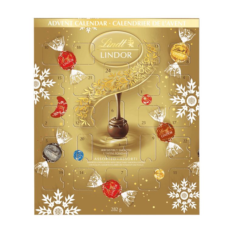 A Lindt Lindor Assorted Chocolate Truffle 24-Day Advent Calendar for an article about the best adult advent calendars to shop in 2025.