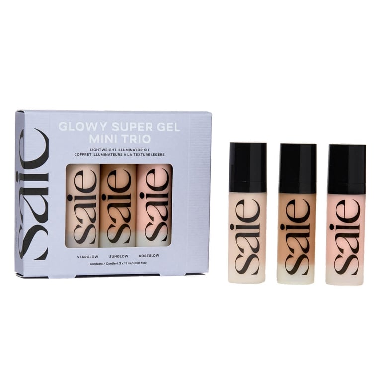 A Saie Glowy Super Gel Mini Trio for an article about the best holiday beauty gift sets for 2025.
