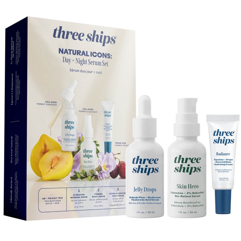 A Three Ships Natural Icons: Day + Night Serum for an article about the best holiday beauty gift sets for 2025.