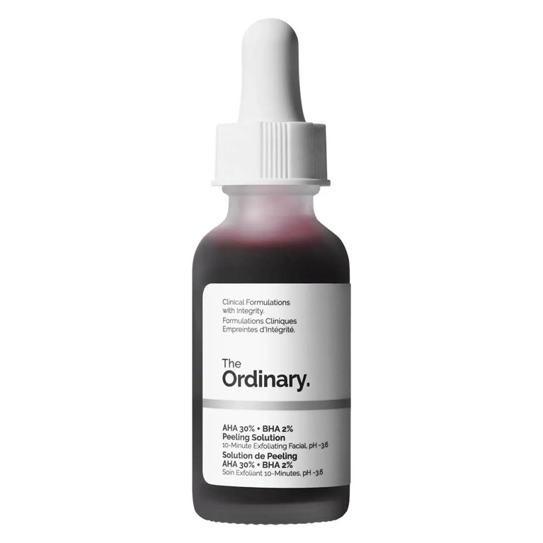A bottle of The Ordinary AHA 30% + BHA 2% Peeling Solution for an article about the best purchases our editors made in October 2025.