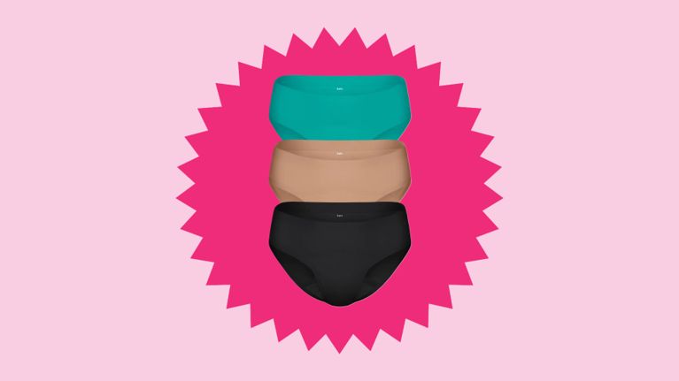A three-pack of Knix Super Leakproof Reusable Period Underwear.