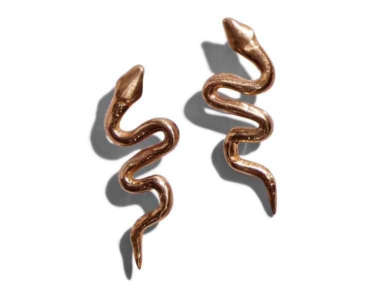 A pair of bronze serpent earrings from Hawkly