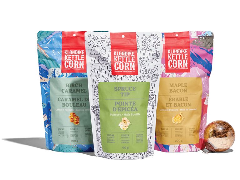 Three pouches Klondike kettle corn.