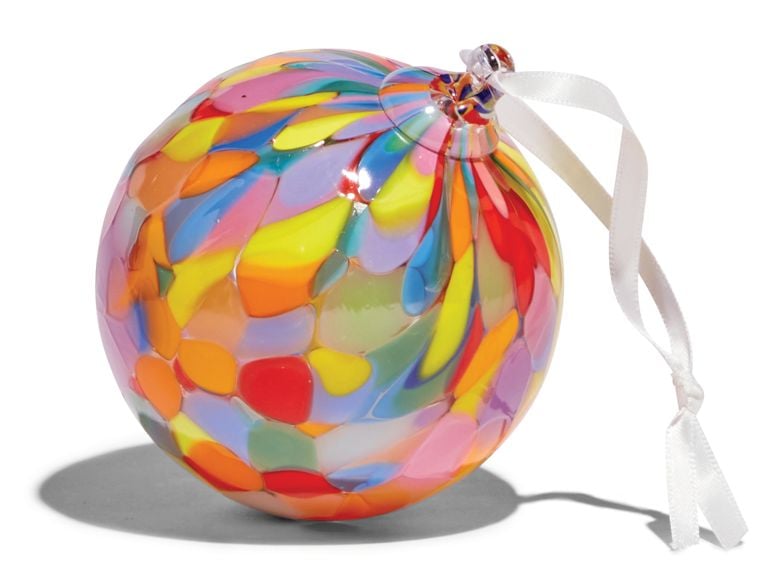 A rainbow-coloured Christmas ornament from Maria Ida Designs.