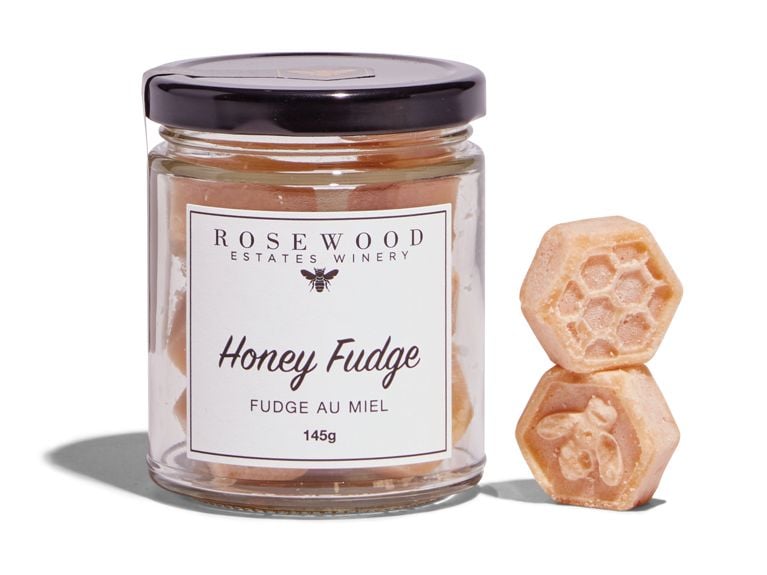A jar of Rosewood Honey Fudge.